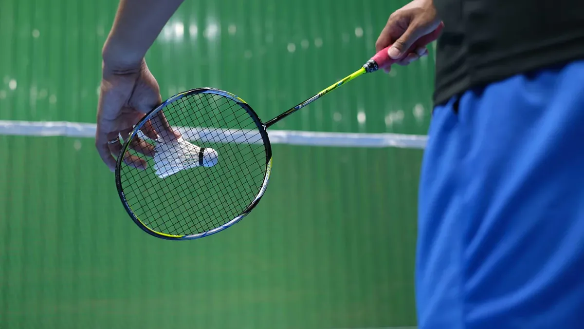 Playing badminton