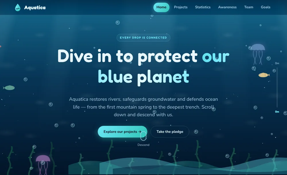 Aquatica website home page