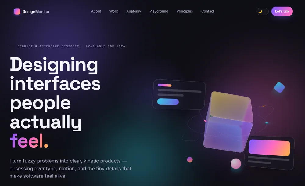 Design Maniac website home page
