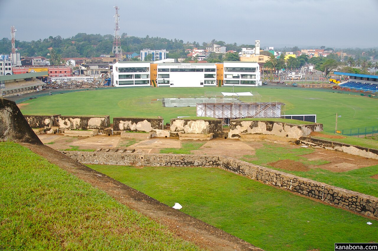 The Galle cricket ground seen from the fort ramparts
